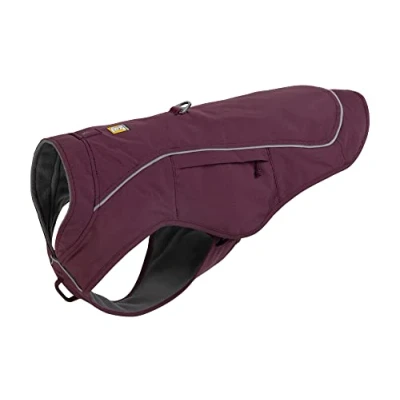 Image of RUFFWEAR Overcoat Fuse Dog Coat with Harness, 2 in 1 Weather Resistant Suit Combo, Premium Fleece Lined Adjustable Lightweight Jacket &amp; Waterproof Raincoat, Purple Rain Large