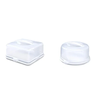 Image of PHG Plastic Reusable Storage Cake Box Food Container Takeaway Containers with Lid Lockable Cover Multipack Offer (Single Round)