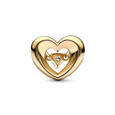 Image of Pandora Moments Open heart 14k gold plated charm with clear cubic zirconia