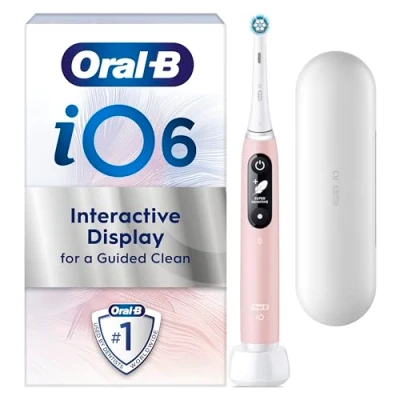 Image of Oral B iO6 Electric Toothbrushes For Adults, 1 Toothbrush Head &amp; Travel Case, 5 Modes with Ultra Sensitive, Sensitive Edition, UK 2 Pin Plug, Pink Sand (Packaging may Vary)