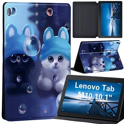 Image of animal Case for Lenovo Tab M10 TB X605F/ X605L/ X505F/ X505L Leather Tri Fold Stand Cover 10.1 Inch Tablet (twin cats)