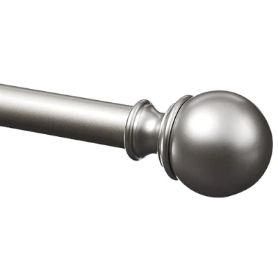Image of Amazon Basics Curtain Rod with Round Finials Extendable 91 to 183 cm for Bedroom, Dining Room, Living Room or Kitchen, Nickel