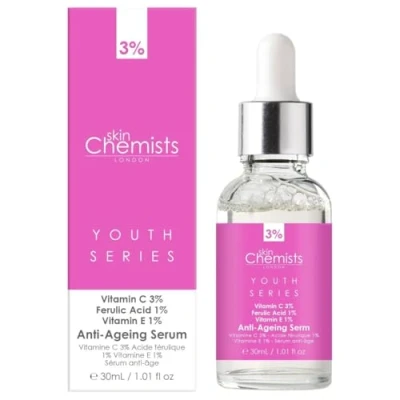 Image of skinChemists Anti Ageing Face Serum with Vitamin C 3%, Ferulic Acid 1%, E 1% 30ml Smooth Wrinkles, Revitalize Skin &amp; Improve Fine Lines Achieve Radiant Youthful
