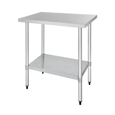Image of Vogue Stainless Steel Catering Prep Table 900 mm, Polished Steel, Easy Self Assembly, 90(H)x90(W)x70(D) cm, 1 Shelf, Commercial Kitchen Furniture, Professional and Home Use, GJ501