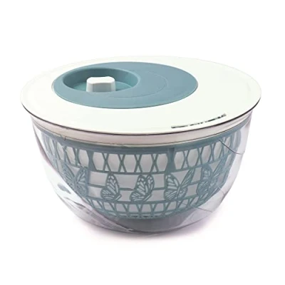 Image of Snips Salad Spinner Madame Butterfly 4 Lt 27 x 15 cm Washer and Spinner, Light Blue Made in Italy 0% BPA phthalate free