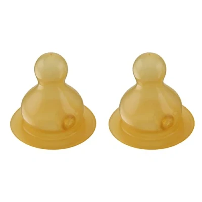 Image of HEVEA Standard Neck Baby Bottle Nipples Medium Flow Glass Two Pack 100% Natural Rubber 3 24 Months