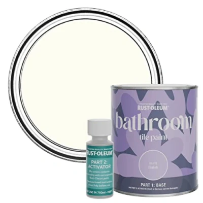 Image of Rust Oleum White Water Resistant Bathroom Tile Paint in Matt Finish Porcelain 750ml