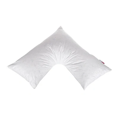 Image of HOMESCAPES Duck Feather and Down V Shaped/Triangle Pillow Washable, Anti Dust Mite Nursing Pregnancy Back Support RDS Certified