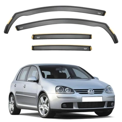 Image of iSpeed Wind Deflectors For VW GOLF MK5 2004 2009 5 Door Hatchback 4pc Set Keep Your Car Ventilated In Rain Reduce Turbulence Tinted Channel Type