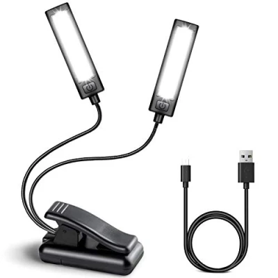 Image of CAHAYA Music Stand Lamp LED Light with 3 Brightness Modes Portable and Adjustable Rechargeable USB Cable for Reading Clamp Book Lamp, HX JZD015 2 B