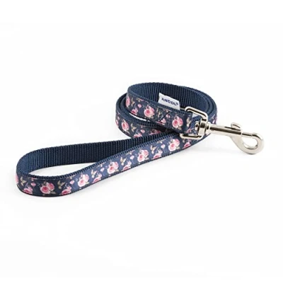 Image of Ancol Patterned Collection Lead Navy Rose 1m x 19mm