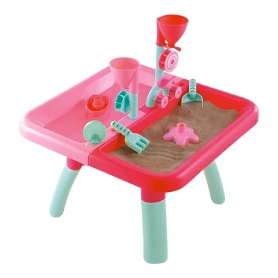 Image of Early Learning Centre ELC sand &amp; Water Table with Lid Rake Spade 18 Months+ Pit Children Play Tray Toddler Sandpit box Outdoor (Pink)