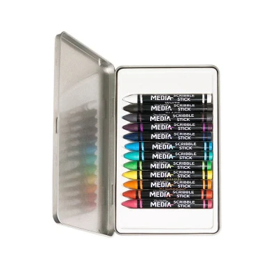 Image of Ranger Dina Wakley Media Scribble Sticks Crayon, Synthetic Material, Multi Colour, 12 Count (Pack of 1)