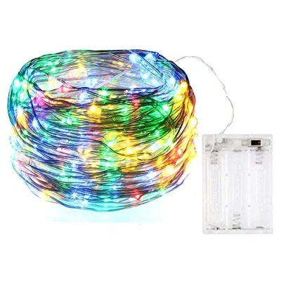 Image of BOLWEO Battery Operated Fairy String Light,Christmas Tree Wreath Indoor Outdoor Decoration Lights, 30LEDs 10Ft Copper Wire Short Lights for Home Girls Room Patio Vases Coloured