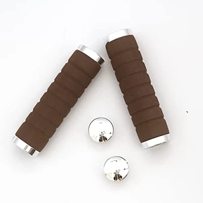Image of Foam M/H/S Grips Aluminium Lock Handlebar Plugs BROWN for BROMPTON