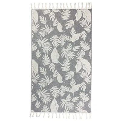 Image of furn. Tropics Tasselled Bath Towel Black Cotton One Size