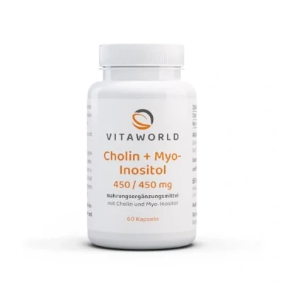 Image of Vita World Choline 450 mg + Myo Inositol 60 Capsules Vegan Bitartrate Made in Germany
