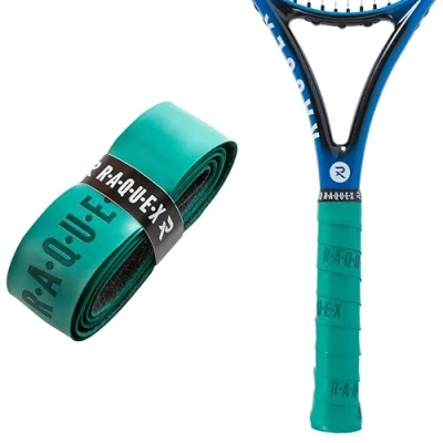 Image of Raquex Enhance Replacement Racket Grip: Tennis Grip, Badminton, Squash Grip Tape, Padel, Pickleball. 14 Colours. Premium, Self Adhesive Racquet with Finishing Tape (Dark Green, 1 Grip)