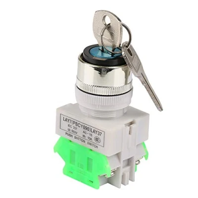 Image of Key Operated Switch, 3 Position Security Lock Switch LAY37 20Y/31220V 5A Rotary Selector 22mm Mount Hole with 2 Keys