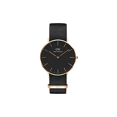 Image of Daniel Wellington Classic Cornwall, Black/Rose Gold Watch, 36mm, NATO, for Women and Men
