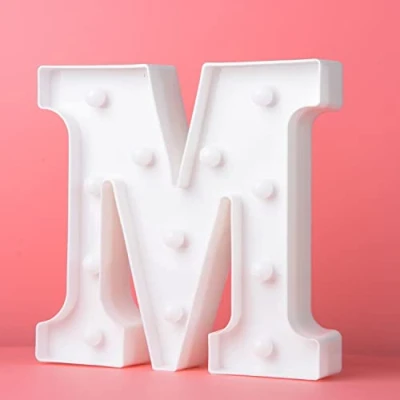 Image of Acofuns LED Marquee Letter Lights M Alphabet Light Up Number Letters Sign for Wedding Birthday Party Battery Powered Christmas Lamp Night Home Bar Decoration