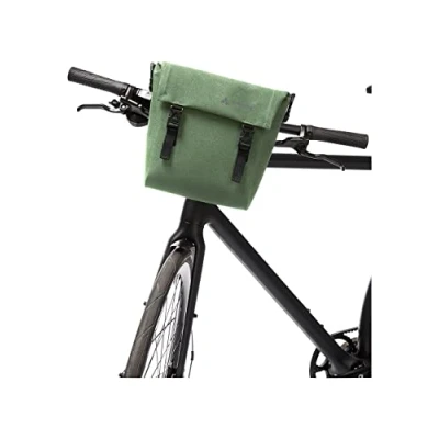 Image of VAUDE Augsburg IV S Handlebar Bag for Bicycle with Removable Carry Strap Waterproof Bag, Willow Green