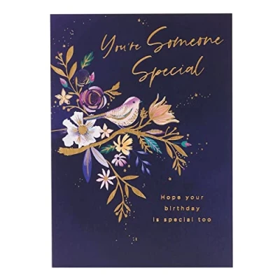 Image of UK Greetings Birthday Card For Her/Female/Friend With Envelope Bird &amp; Flowers Design