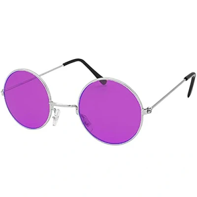 Image of Jokeshop Purple Round Lennon Glasses Ozzy Festival Sunglasses Hippy Hippie 70s 80s Fancy Dress