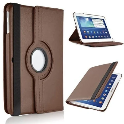 Image of TechDealsUK 360 Degree Rotating Leather Folding Folio Stand Case Cover For Samsung Galaxy Tab 3 10.1 P5200 P5220 (Brown)
