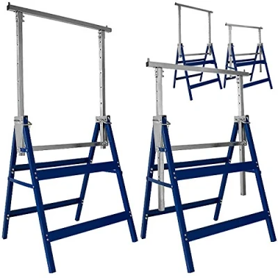 Image of DEUBA® 4X Telescopic Scaffolding Trestle 7 Fold Height Adjustable 200kg Load Capacity Each Metal Support Folding Heavy Duty Carpenter Scaffold Work Bench Set of 4 Builders Trestles