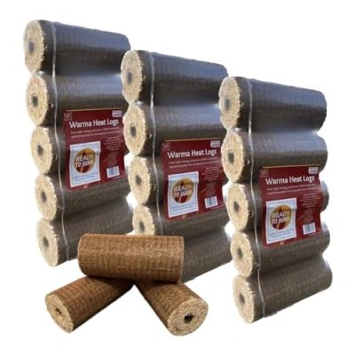 Image of 3 x Pack Warma Heat Logs Eco Briquettes Fuel High Output &amp; Low Ash 100% Sustainable For Stoves Multi Wood Burners Chimeneas Open Fire Pits