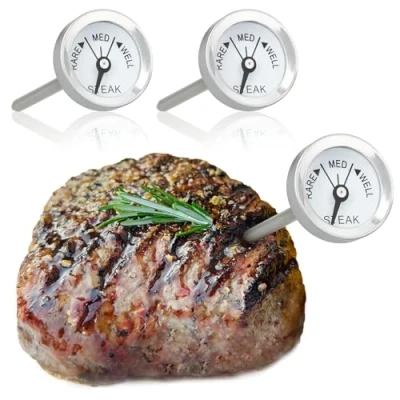 Image of COM FOUR® 3X Roasting Thermometer Made of Stainless Steel Analogue Meat Grill Needle 7 cm (03 Pieces Small)