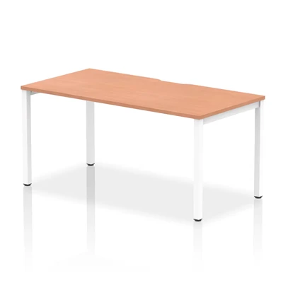 Image of Evolve Single White Frame Bench Desk 1600 Beech BE108