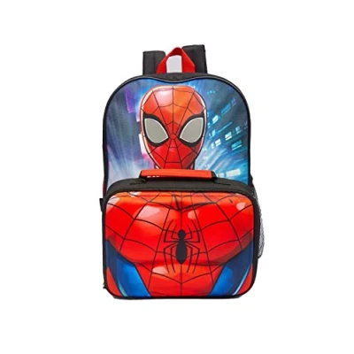 Image of Spiderman Albie Backpack with Lunchbag and Water Bottle, Blue, M (SPID02031)