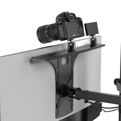 Image of HumanCentric DSLR Monitor Mount Shelf for Desk Camera Mount, Light Webcam and Microphone VESA Arm, Replace Clamp Tripods Large