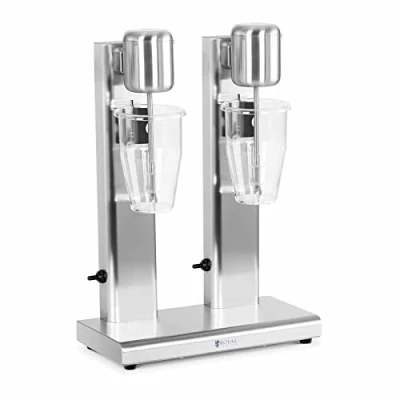 Image of Royal Catering RCPMS 160T Milkshake Machine Double 2 x 1 L 15,000 rpm Stainless Steel Milk Shaker (160W, 2x4 Ventilation Slots)