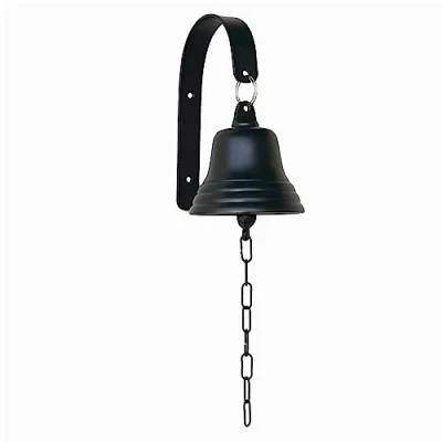 Image of Assorted Collections Bar Accessories for Home Pub Hand Bell Wall Mounted Nautical Decorations Unique Black Chain with Crisp Loud Sounds Ideal Christmas, Reception, Pubs