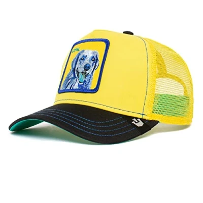 Image of Goorin Bros. The Farm Acid Trip Collection Unisex Adjustable Trucker Cap, Yellow (Doggy Trip), One Size