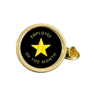 Image of Employee of the Month Award (BB) Gold Plated Domed Lapel Pin Badge in Bag