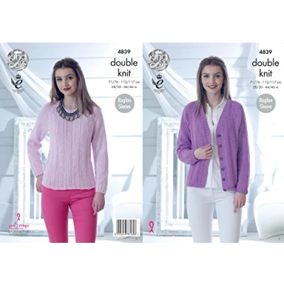 Image of King Cole Ladies Sweater &amp; Cardigan Cottonsoft Knitting Pattern 4839 DK,Multicolor,28&quot; 46 bust