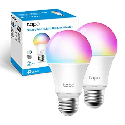 Image of TP Link Tapo L530E, Wi Fi Smart LED Bulb, Multicolor, Adjustable, E27, 8.7 W 806 lm, Compatible with Alexa and Google Home, 2 Units (Pack of 1)