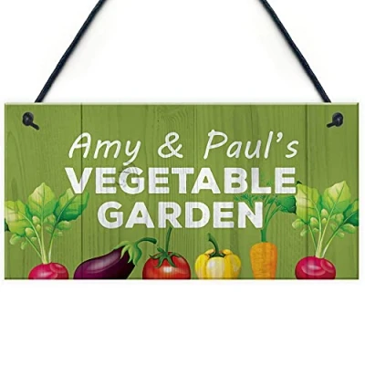 Image of RED OCEAN Vegetable Garden Personalised Hanging Allotment Greenhouse Shed Sign