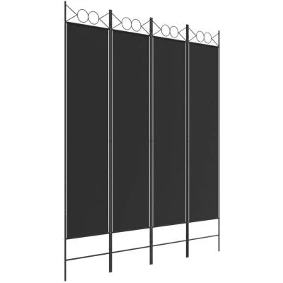 Image of vidaXL 4 Panel Room Divider Black 160x200 cm Fabric