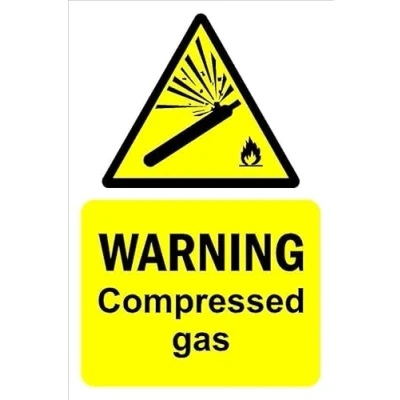 Image of Warning, compressed gas sign Self adhesive sticker (200mm x 150mm)