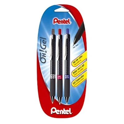 Image of Pentel K497 Gel Ink Pen 0.35 mm Lot de 3 Schwarz/Blau/Rot