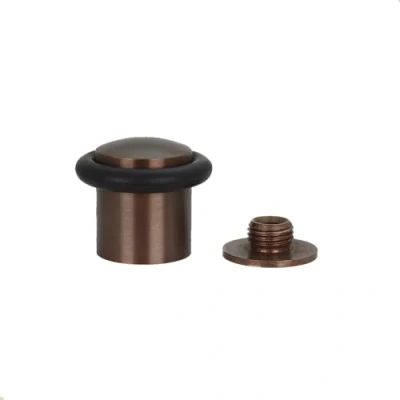 Image of Door Stop 34 x 30 mm Threaded Base Matt Brass Black Rubber Includes Screw + Mounting Plug EVI Herrajes I 18024X30