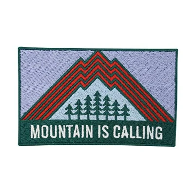 Image of Adventure Collection: Mountain is Calling Mountains with Trees Iron On Patch Hiking Embroidery Patch, Ironable Outdoors Badges Finally Home
