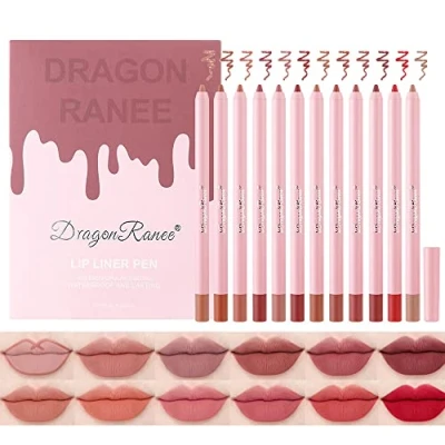 Image of Sitovely High Pigmented Creamy Lip Liner Set, 12 Colors Matte Velvet Pencil, Smooth Non marking Lipstick Pen Longwear Moisturising Makeup