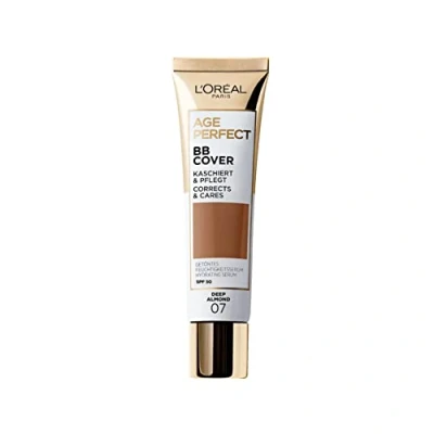 Image of L&#039;Oréal Paris Age Perfect BB Cream 07 Deep Almond, light weight, Infused with hydrating serum, Vitamin B3, SPF 50
