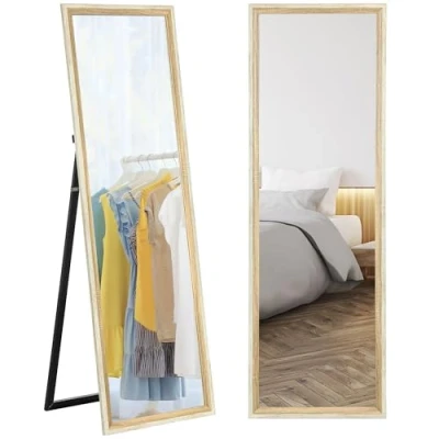 Image of HOMCOM Full Length Mirror, 163 x 53 cm Body Mirror with Frame, Free Standing, Hanging or Leaning Against Wall for Bedroom, Living Room, Oak